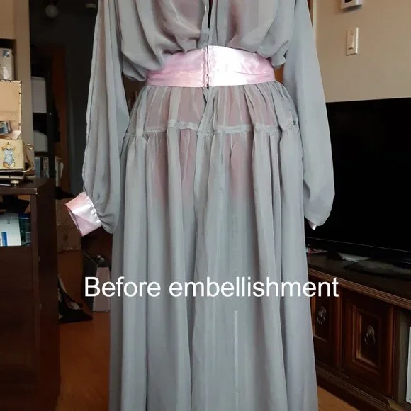 Chiffon Grey & Pink Dressing Gown - Picture 10 of 10